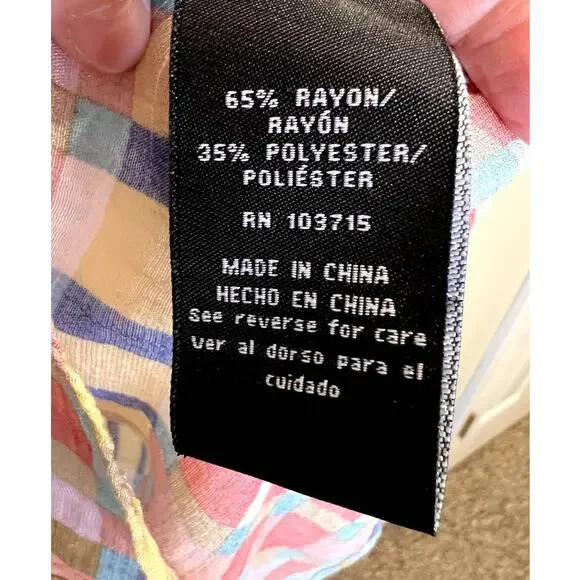 Zac & Rachel, Colorful Plaid, Button up, V-Neck, Ruffles, S - Picture 7 of 8